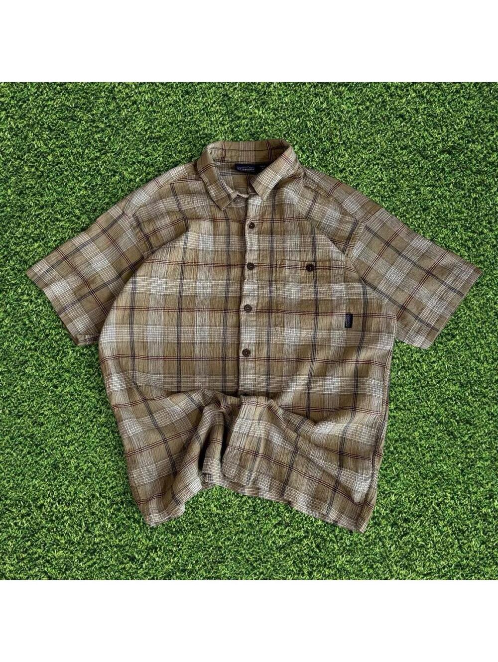 Vintage Patagonia Plaid Cotton Button Up Shirt Made in Portugal Size M